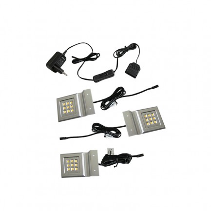 KIT 3  LED PATRAT , CU SUPORT MAT  CROM  